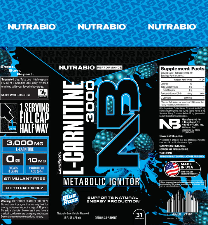 NutraBio L-Carnitine 3000