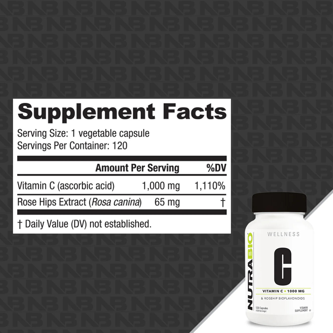 NutraBio Vitamin C 1000mg with Rose Hips