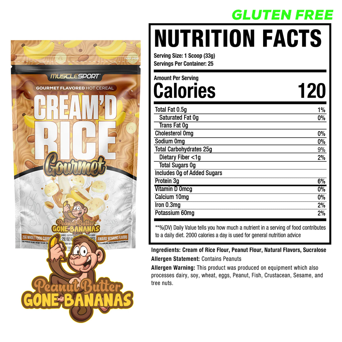 MuscleSport Cream of Rice Gourmet - Hot Cereal - 25 Servings