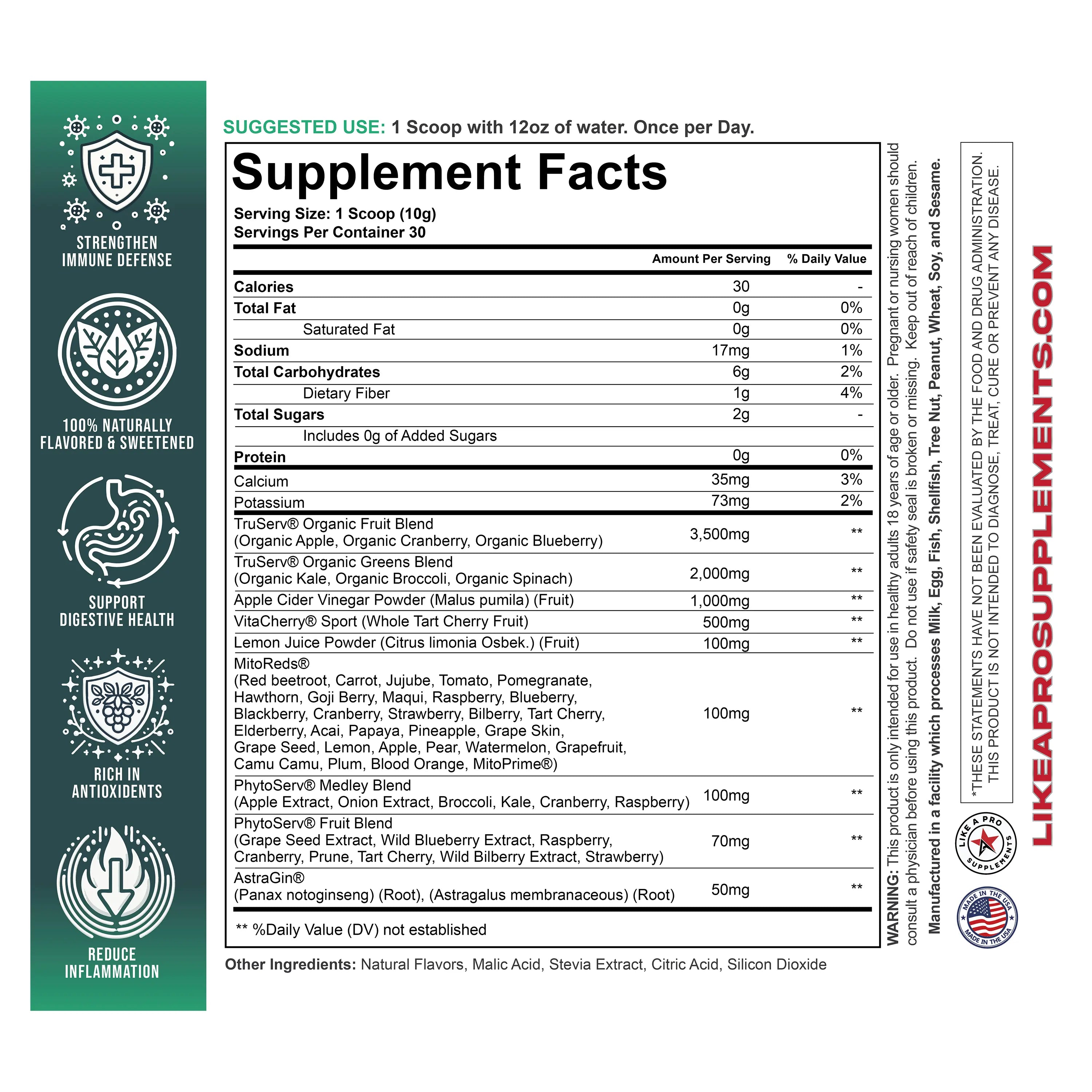 Like a Pro Daily Nutrition | Fruits + Greens+ Reds + Digestion