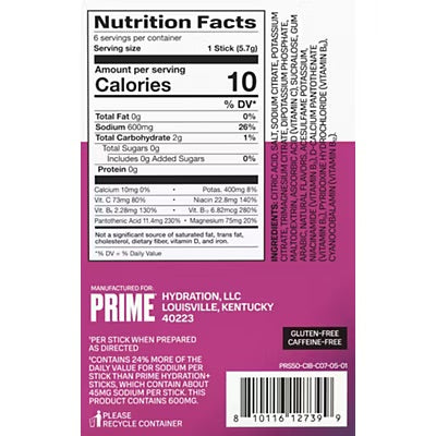 Prime Hydration Sticks - 6 PACK