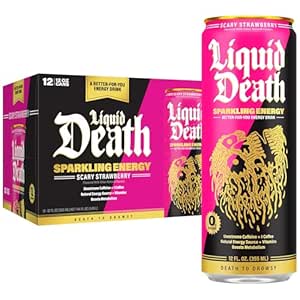 Liquid Death Sparkling Energy -  Zero Sugar Energy Drink, Unextreme Caffeine 100mg, Essential Vitamins, 12 Fl Oz (Pack of 12)