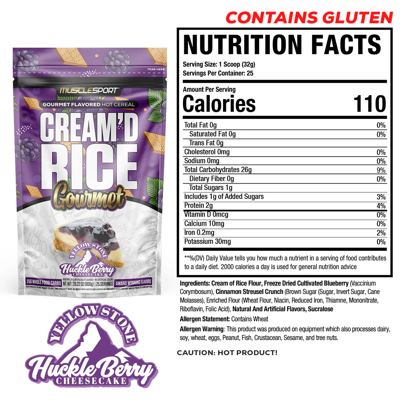 MuscleSport Cream of Rice Gourmet   -  Hot  Cereal  -  25 Servings