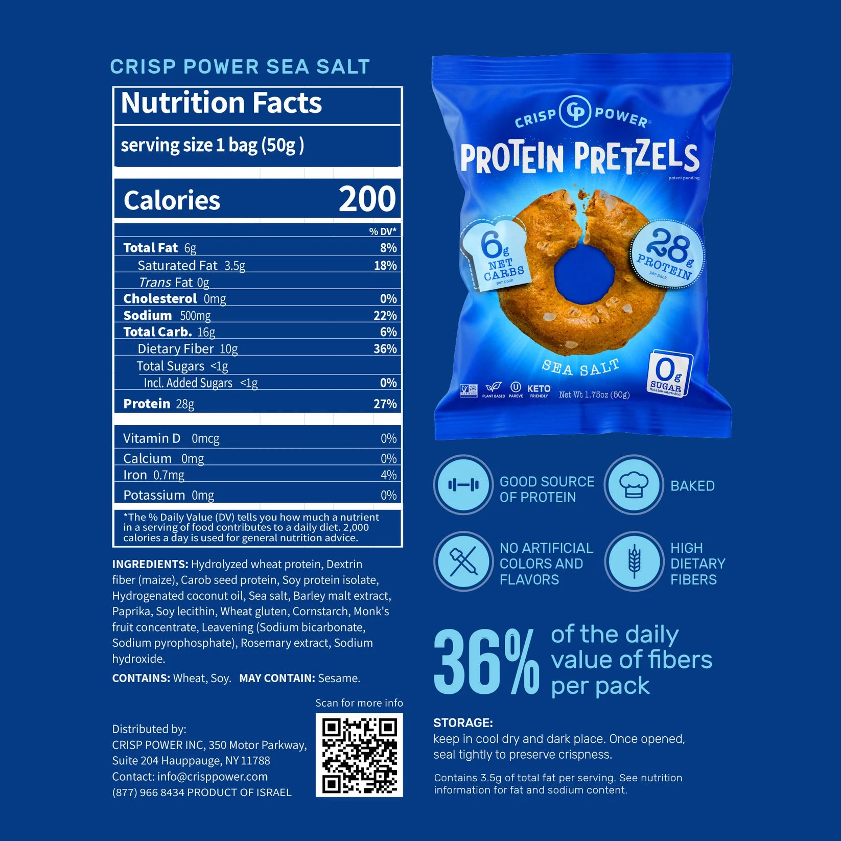 Crisp Power Protein Pretzels - 28G Protein - Box of 6 Bags