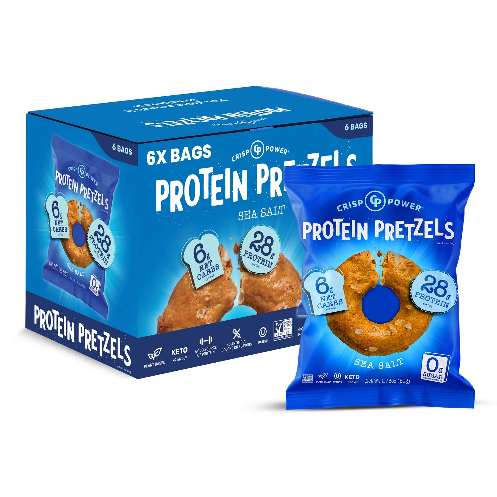 Crisp Power Protein Pretzels - 28G Protein - Box of 6 Bags