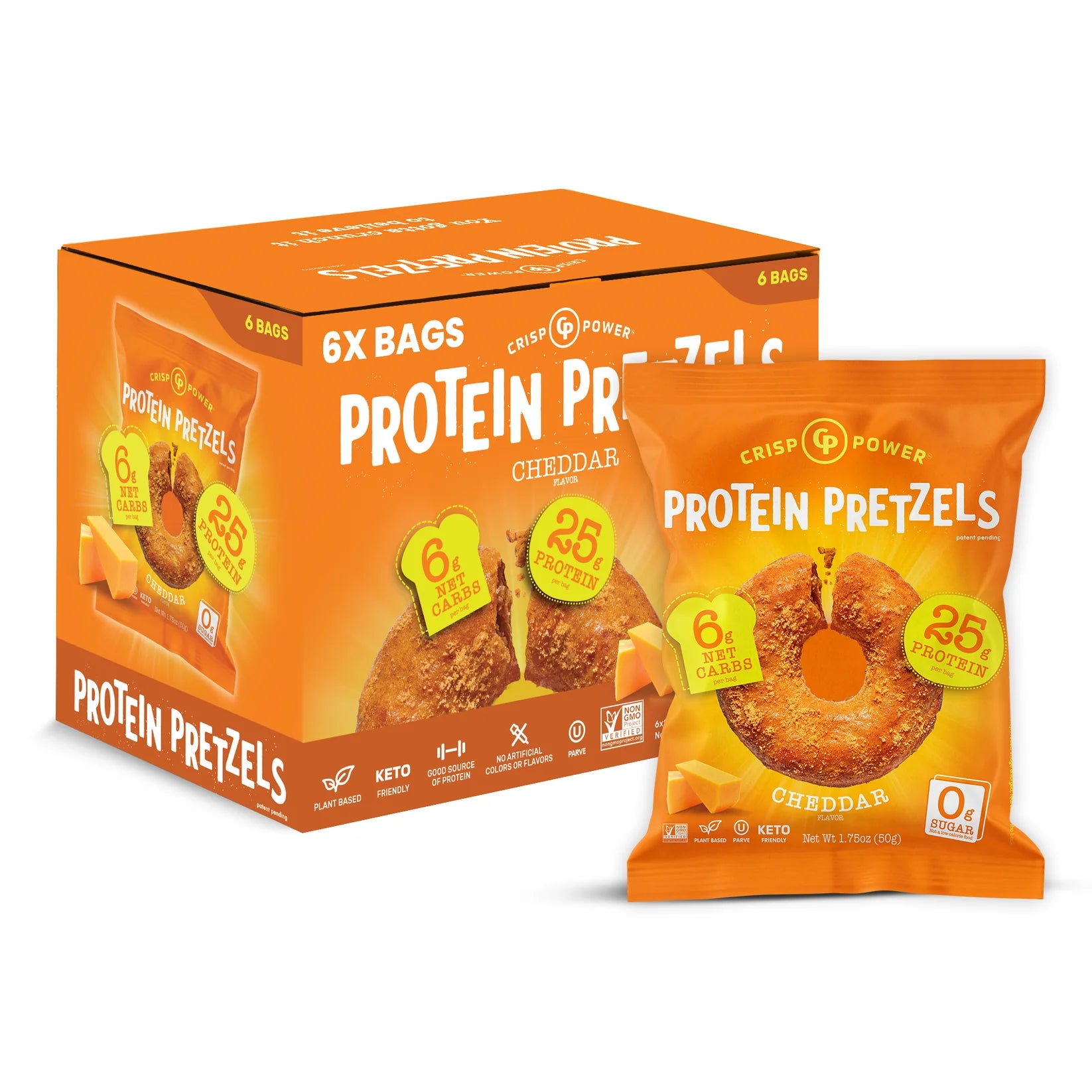 Crisp Power Protein Pretzels - 28G Protein - Box of 6 Bags