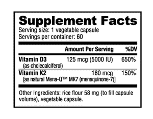 NutraBio Vitamin D3 + K2