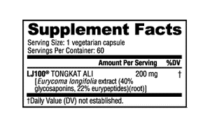 NutraBio Tongkat Ali (LJ100) (200mg)