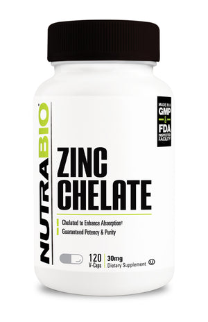 NutraBio Chelated Zinc (30mg)